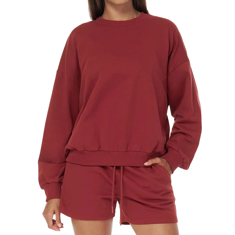 Autumn Winter New Sports Hoodie Loose Casual Round Neck Long Sleeved Fitness Top Fashion Running Versatile Pullover for Women