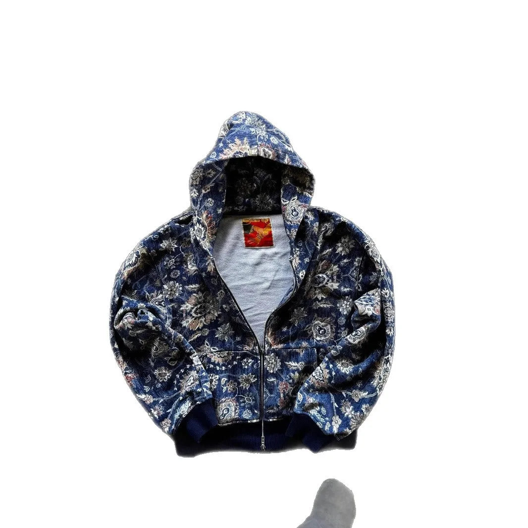 Women's Hoodies Y2k Clothes Tops 2025 Printed Ins Street American Retro Zipper Hooded Sweatshirt For Men And Women's Y2k Jacket