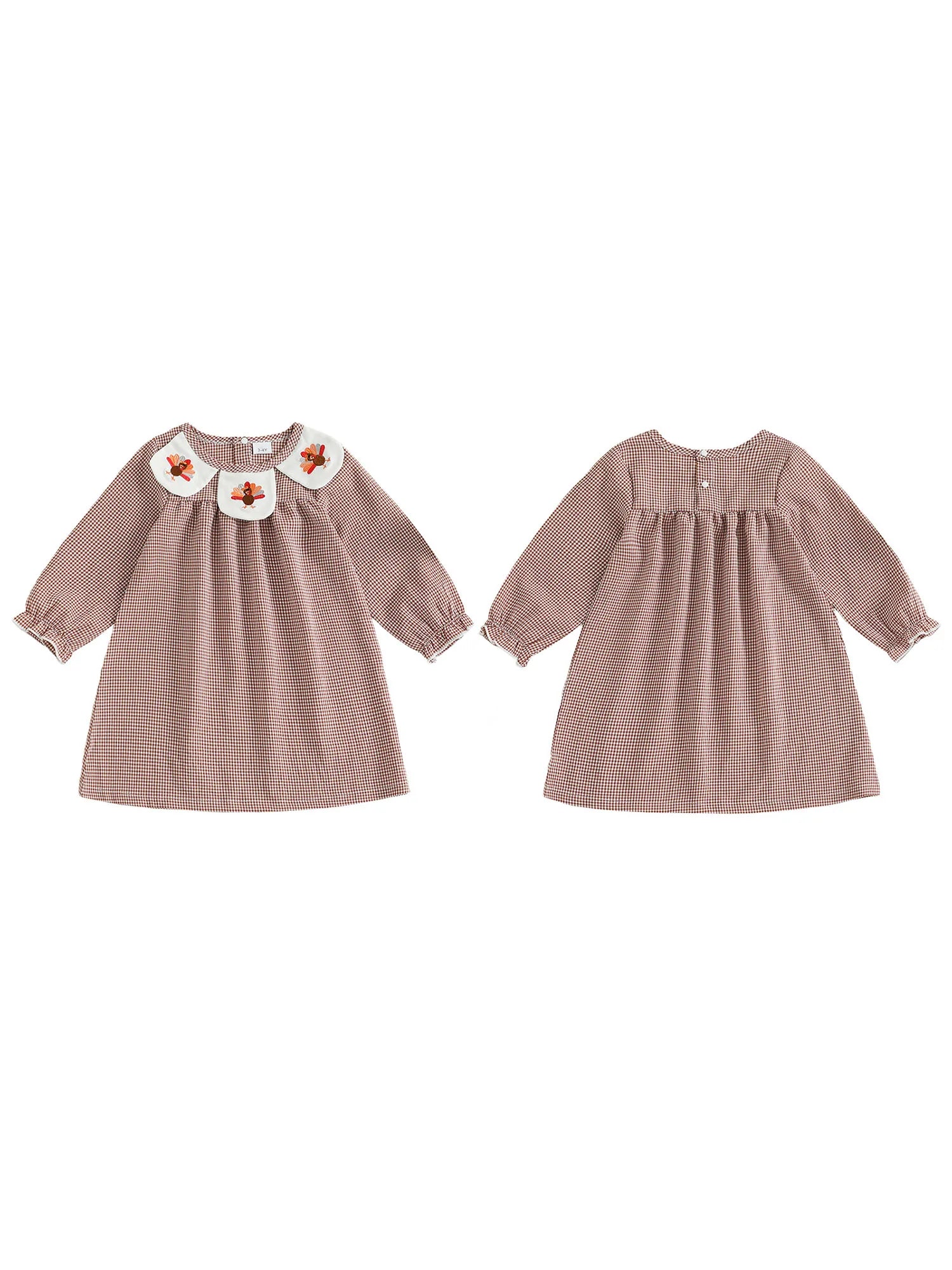 Women s Christmas Plaid Dress with Reindeer Embroidery and Round Neckline Long Sleeves A-Line Silhouette Festive Holiday