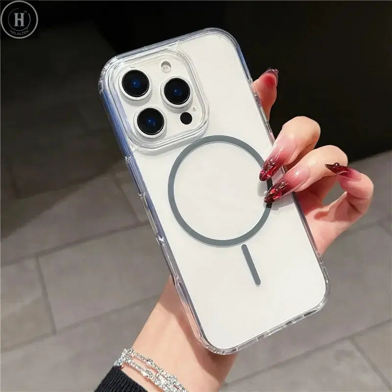 Luxury Magnetic Wireless Charge For Magsafe Case for iPhone 16 15 14 13 12 11 Pro XR XS Max 7 8 Plus Transparent Case Back Cover Halalzen UK