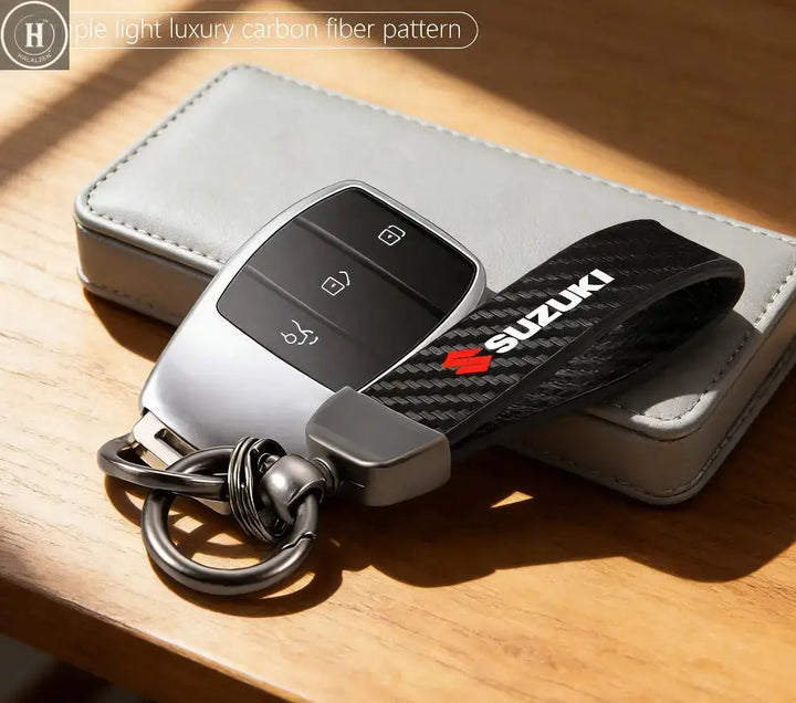 Car Carbon Fiber Style Keychain Microfiber Leather Key Chain For Suzuki Swift Jimny Ignis Alto SX4 HALALZEN