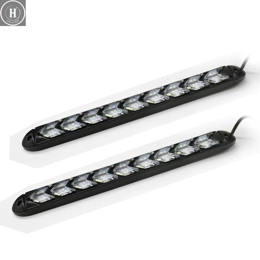 2Pcs Dynamic Red Car DRL LED Daytime Running Lights Waterproof Headlight Strip Turn Signal Yellow 12V Flow Auto Sequential Lamp HALALZEN