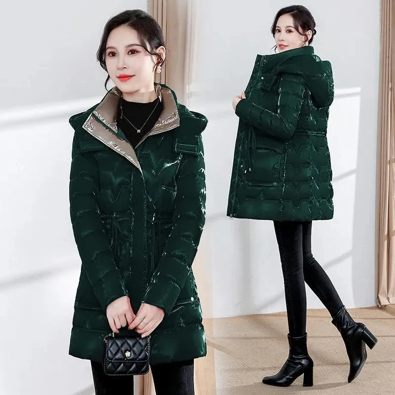 Winter windproof warm coat Detachable cap long anorak women's fashion coat casual waterproof coat