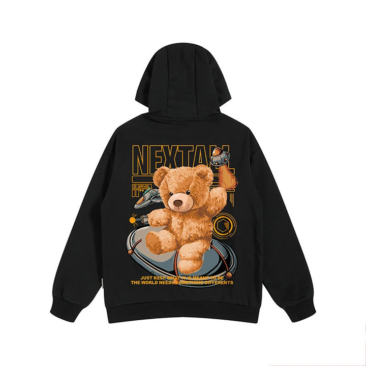 Autumn Men Hip Hop Bear Graphic Hoodie Cartoon Casual Oversized Hoodies Streetwear Fashion Sweatshirts Japanese y2k Clothes