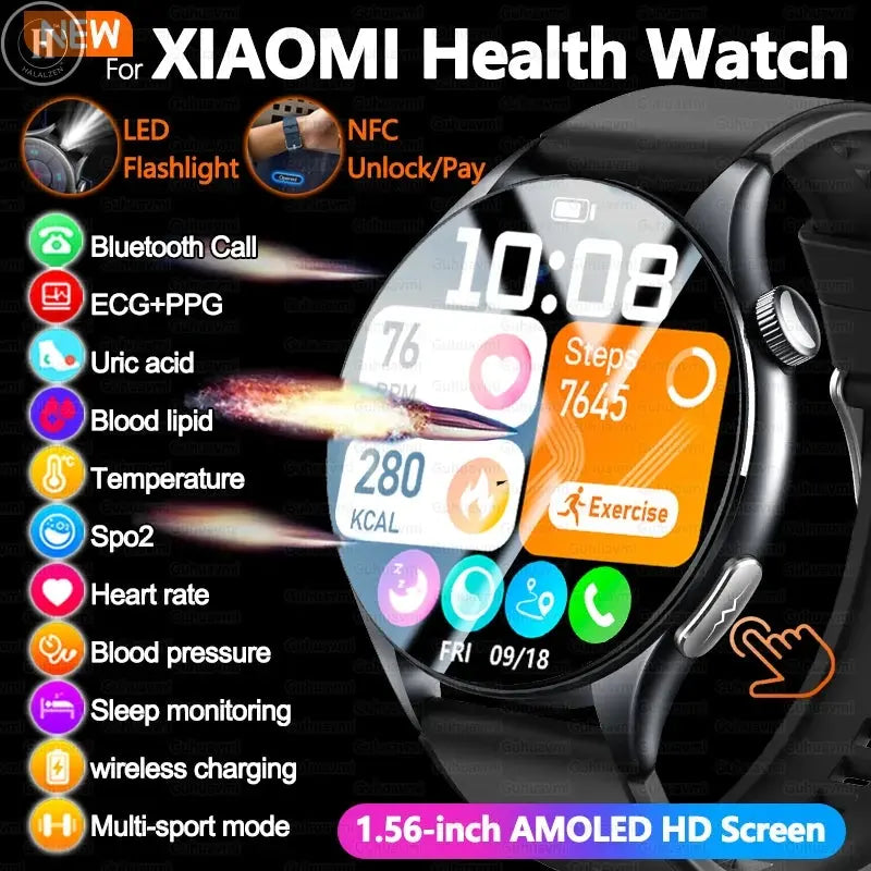 For XIAOMI 2025 New ECG+PPG Smartwatch Precise Uric Acid Blood Lipids Pressure Body Analysis Smart Watch Men BT Call NFC Watches HALALZEN