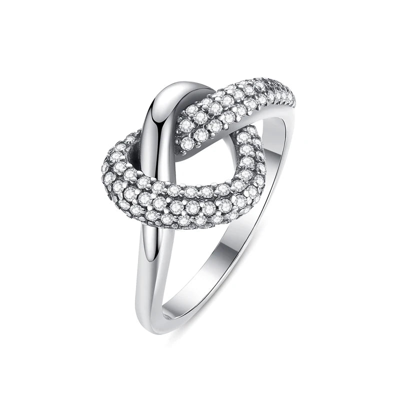 Original 925 Sterling Silver Ring Love Heart Wishbone Moon Sun Rings Crystal Rose Gold For Women Wedding Gift Luxury Jewelry