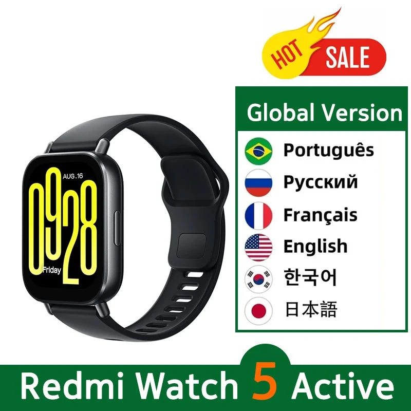 New Global Version Xiaomi Redmi Watch 5 Active Smartwatch 2" Display Bluetooth Phone Call 140+ Sport Mode 5ATM Waterproof