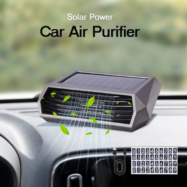 Solar Portable Car Air Purifier Freshener With HEPA Filter Negative Ion Generator Odor Removal Smoke Car Accessiories