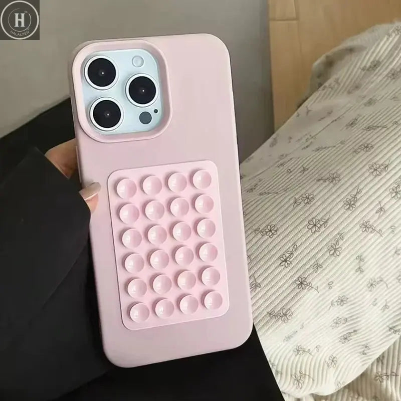 Suction Cup Stand Litchi Pattern Phone Case For iPhone 17 16 15 14 13 12 11 Pro Max X XS XR With Lanyard Rope Soft Bumper Cover Halalzen UK