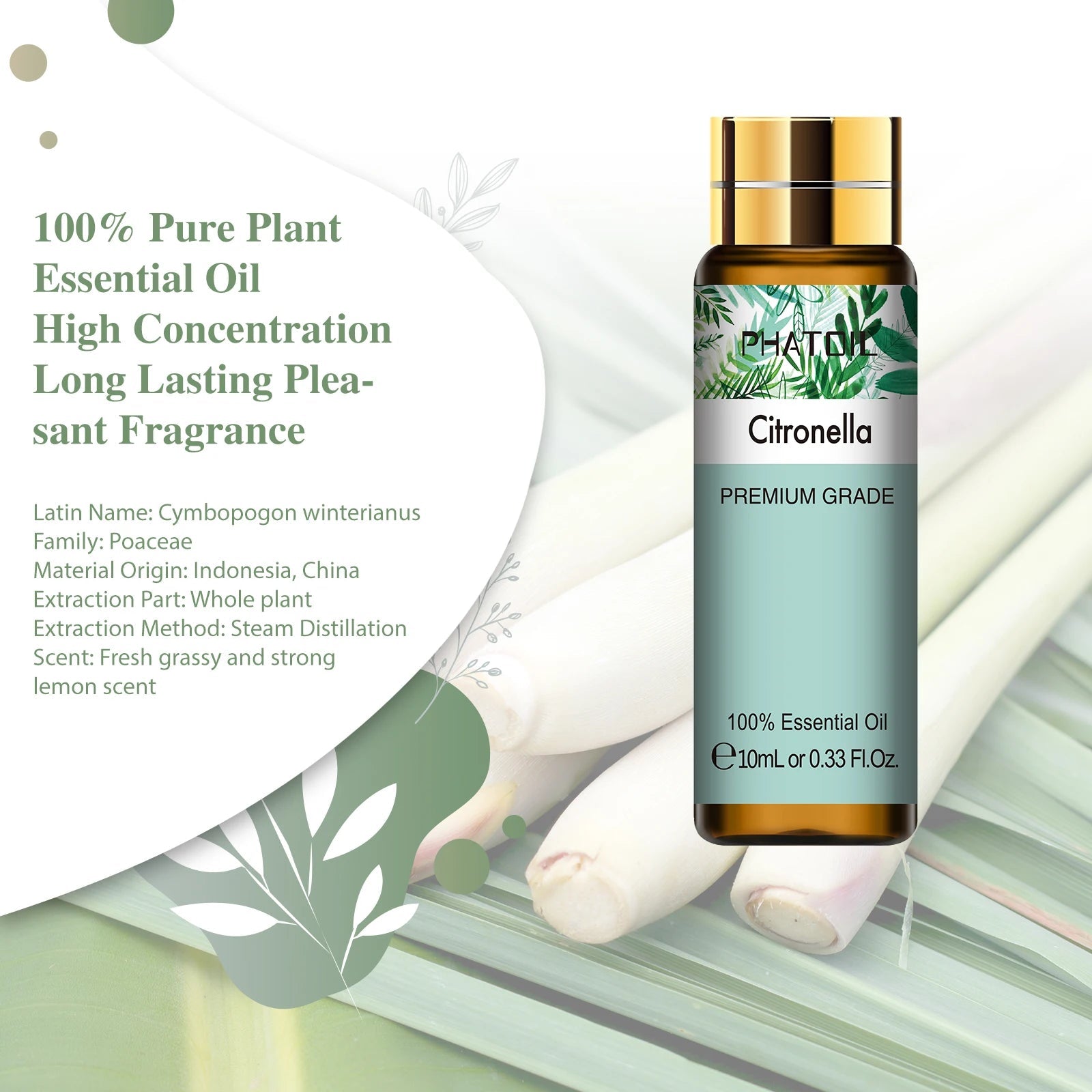 PHATOIL 10ml Sweet Orange Pure Essential Oil with Dropper for Humidifier Diffuser Myrrh Pine Needles Tangerine Thyme Aroma Oils HALALZEN