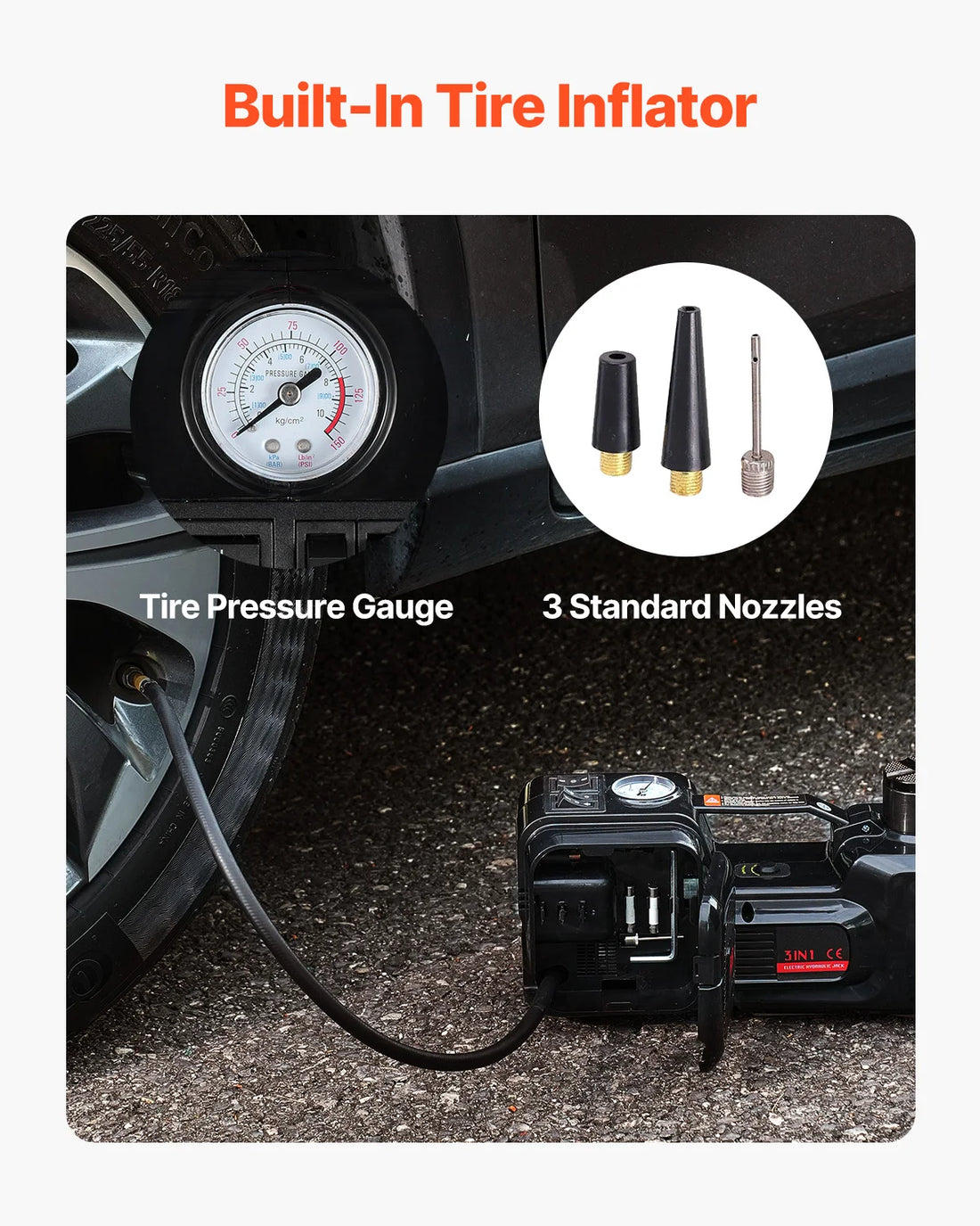 SucceBuy 5T Electric Car Jack Electric Scissor Jack 12V Tire Changer with Electric Impact Wrench & LED Light for Sedan SUV Truck