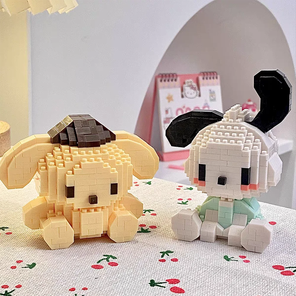 KEEPPLEY Sanrio Anime Hello Kitty My Melody Cinnamoroll Pompompurin Kuromi Building Blocks Girl Kid Holiday Christmas Gift