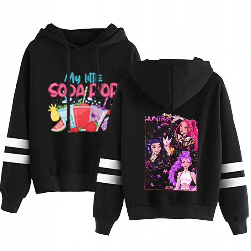 Kpop Demon Hunters Fashion Hoodie Long Sleeve Double Bar Trendy Streetwear