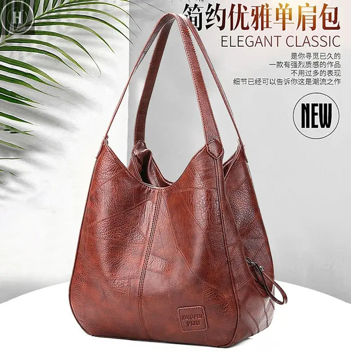 Cross-Border Women's Bag 2022 European and American Retro Soft Leather Shoulder Bag Women's Versatile Shoulder Bag Simple Hand-Held Tote Bag HALALZEN