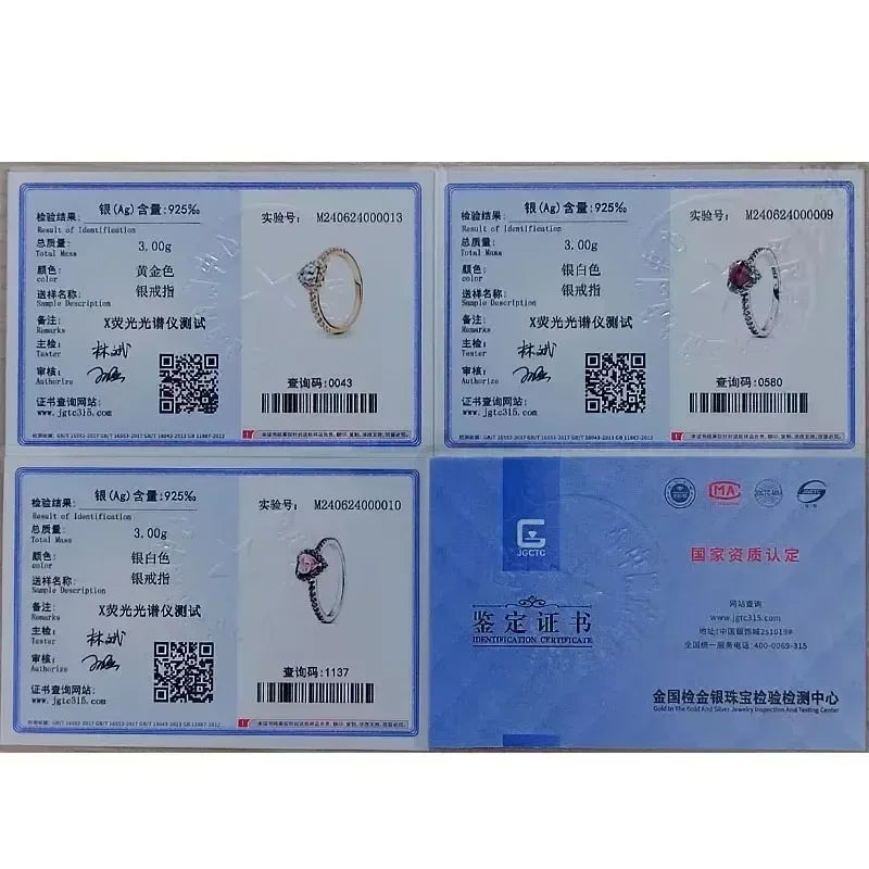 High quality 925 Sterling Silver Various Colors Shiny Heart-shaped Ring Exquisite Luxury Charm Jewelry Holiday Surprise Gifts