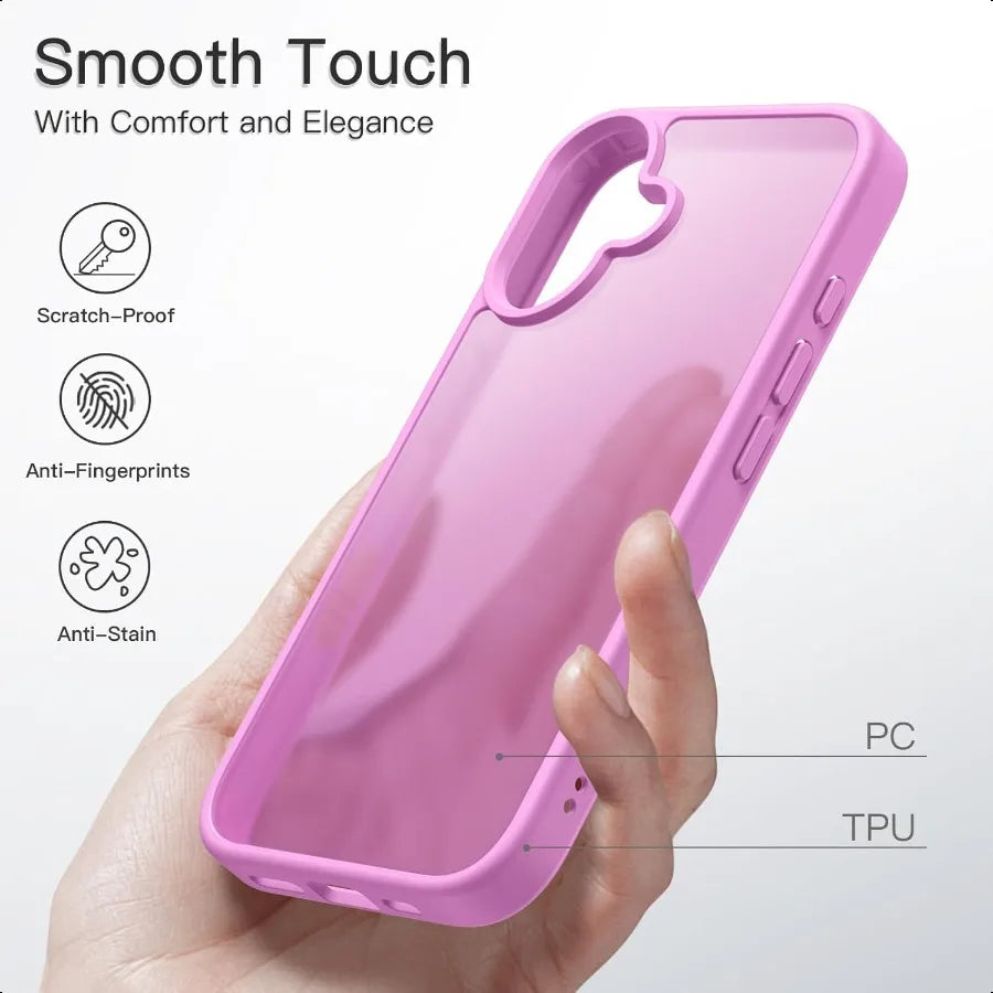 h Matte Case for iPhone 16 6.1Inch Shockproof Military Grade Drop Protection Frosted Translucent Back Phone Cover AntiFingerpri