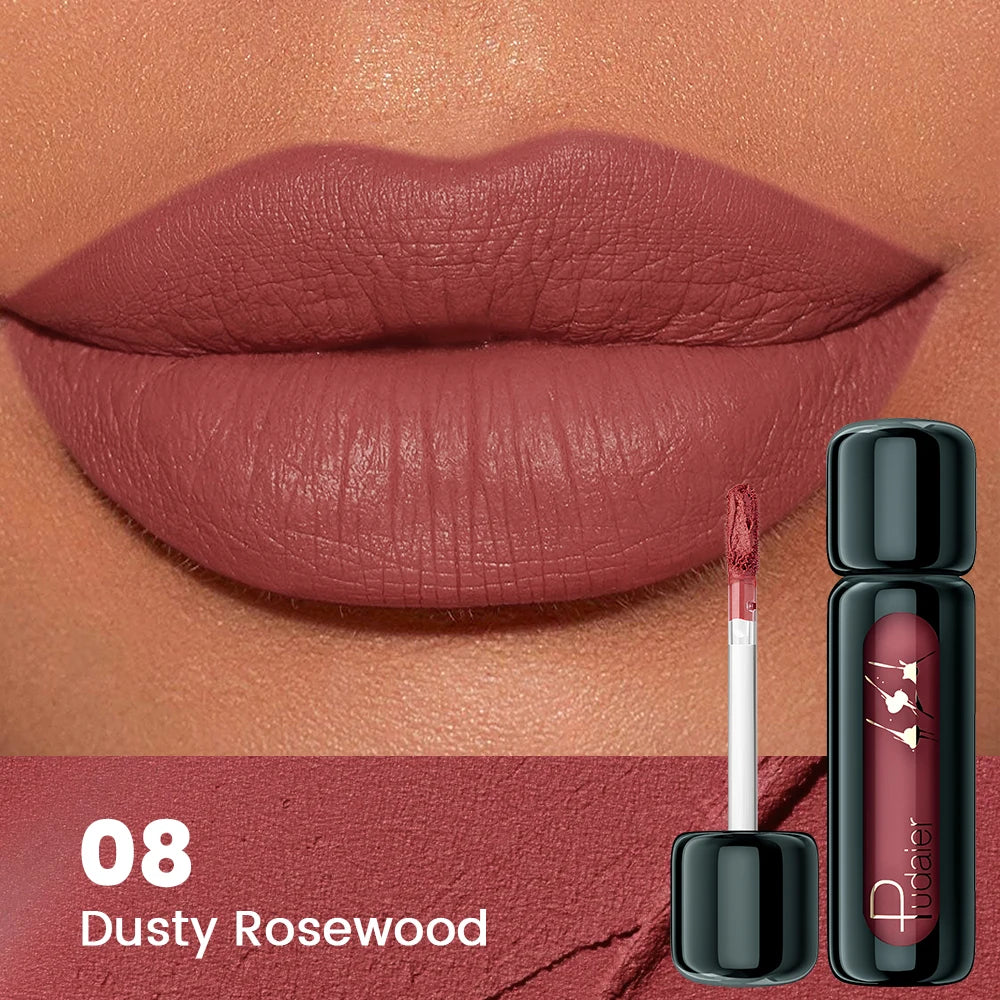1pc Matte Velvet Lip Gloss, Highly Saturated Liquid Lip Mud, Non-Stick Long Lasting, All Skin Tones Compatible, 5 Shades Mixed P