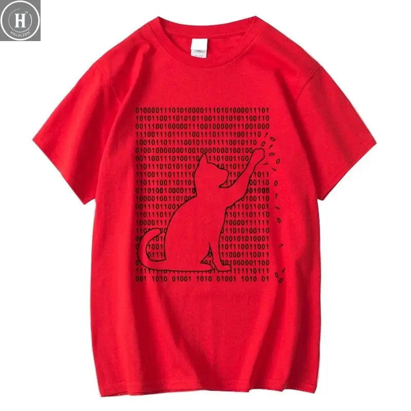 Men's High Quality T-shirt 100% Cotton Funny Cool Cat Design Print Summer Loose Short Sleeve for Men T-Shirt Male Tops Tees HALALZEN
