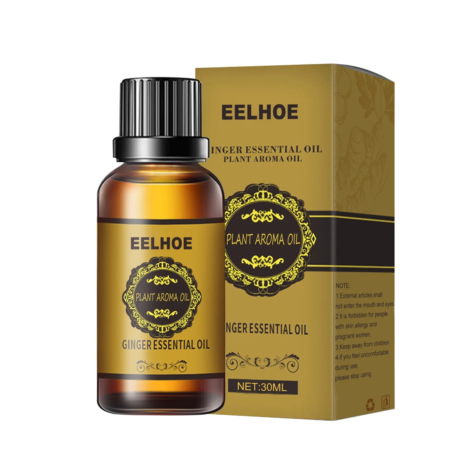 EELHOE Slimming Essential Oil Natural Ginger Oil Lymphatic Drainage Therapy Anti Aging Plant Essential Oils for Slimming Body HALALZEN