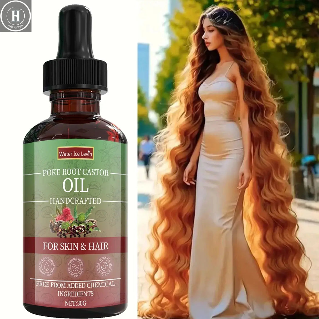 Poke Root Castor Oil for Skin & Hair - Natural Handcrafted Blend, Deep Moisture, Winter Nourishment, Chemical-Free Formula HALALZEN