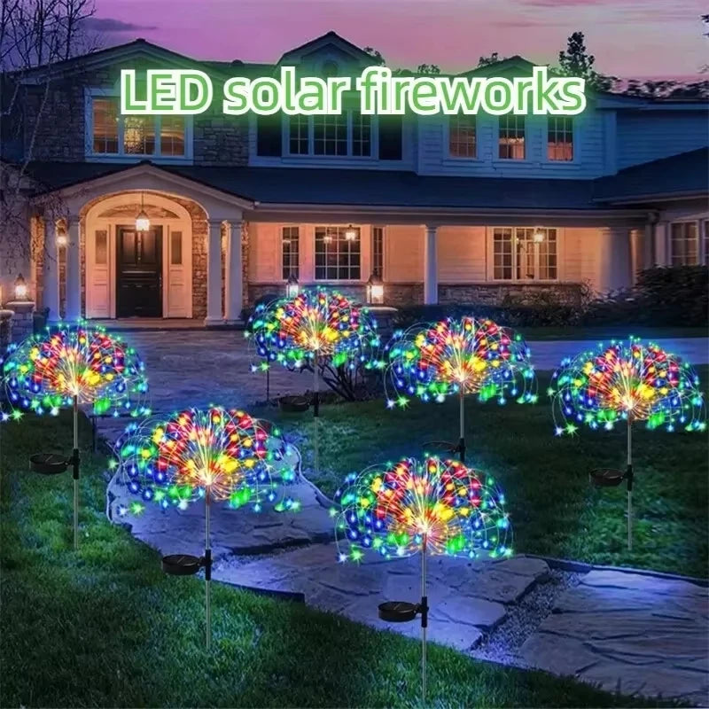 1PC Solar Outdoor Christmas Lights Decorations 150LED Firework Lights Waterproof Lights Landscape Lamp New Year Street Garlands