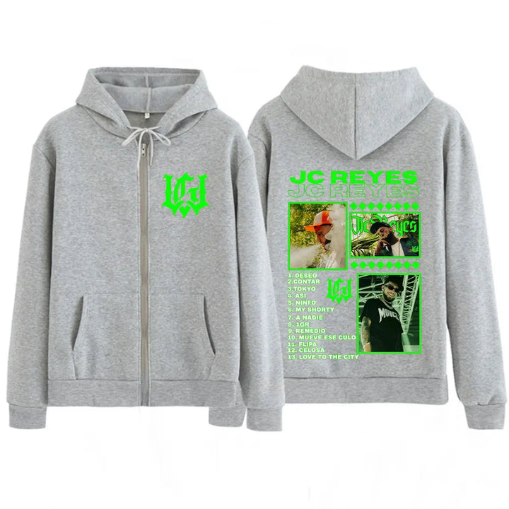 Rapper Jc Reyes Tour 2025 Graphic Zipper Jacket Winter Man Woman Fashion Hip-hop Hoodie Oversized Casual Loose Zip Uo Sweatshirt