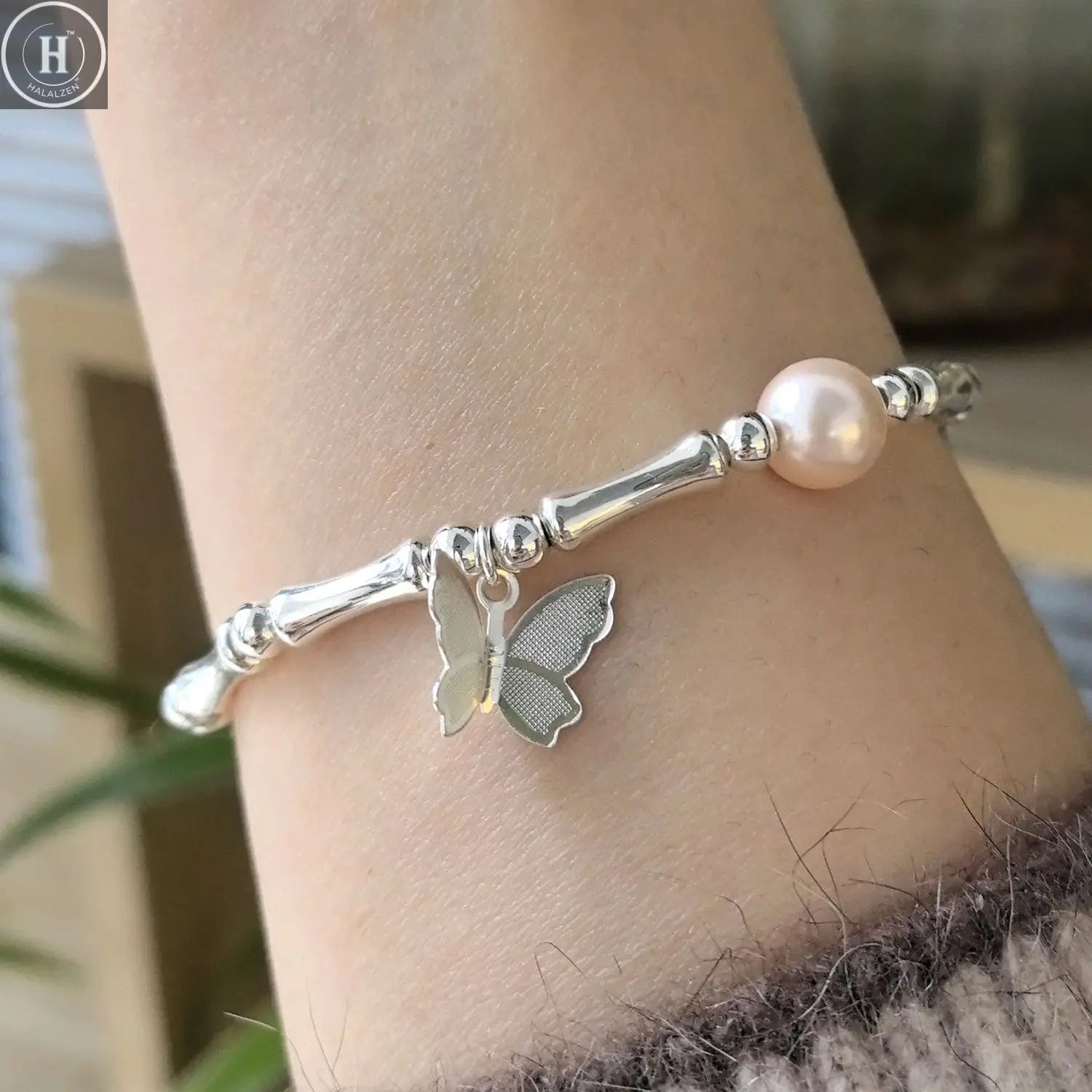 VENTFILLE 925 Sterling Silver Butterfly Bracelet for Girl Bead String Design Insect Fashion Versatile Jewelry Gift Dropshipping HALALZEN