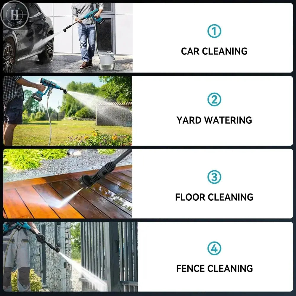 Brushless Electric High Pressure Washer 250Bar 6 IN1 Cordless 4 Gears Car Wash Water Gun Garden Spray Gun for Makita 18V Battery HALALZEN