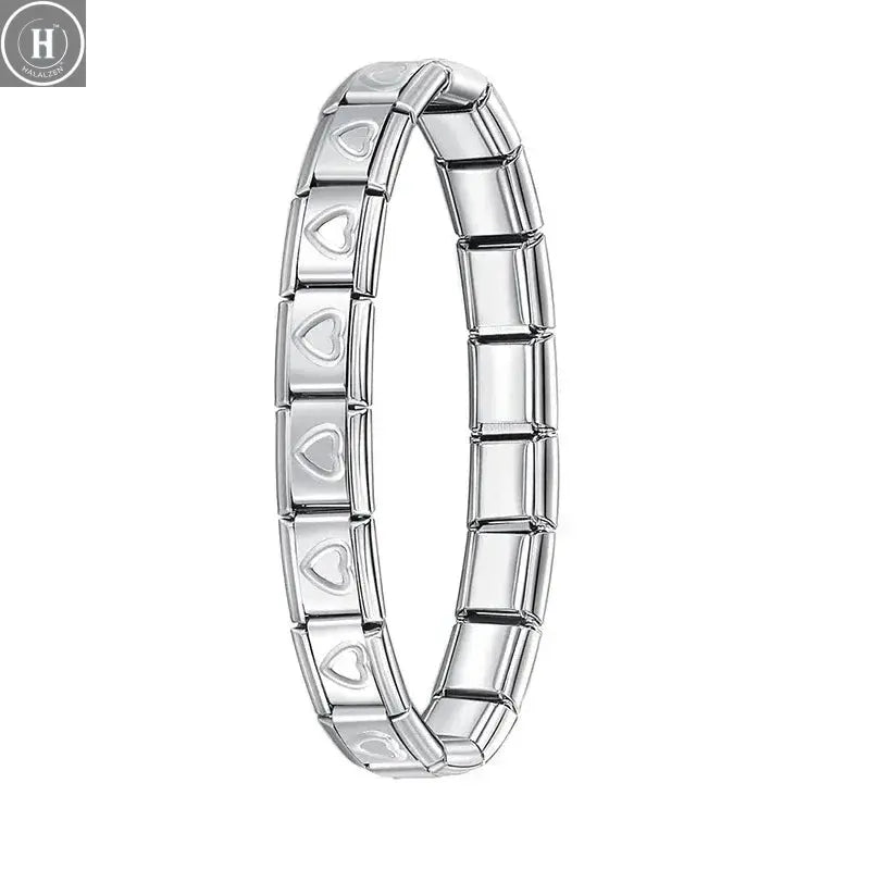 Hapiship New Women's Jewelry 9mm Width Italian Elastic Charm Bracelet Fashion Stainless Steel Bangle ST- HALALZEN