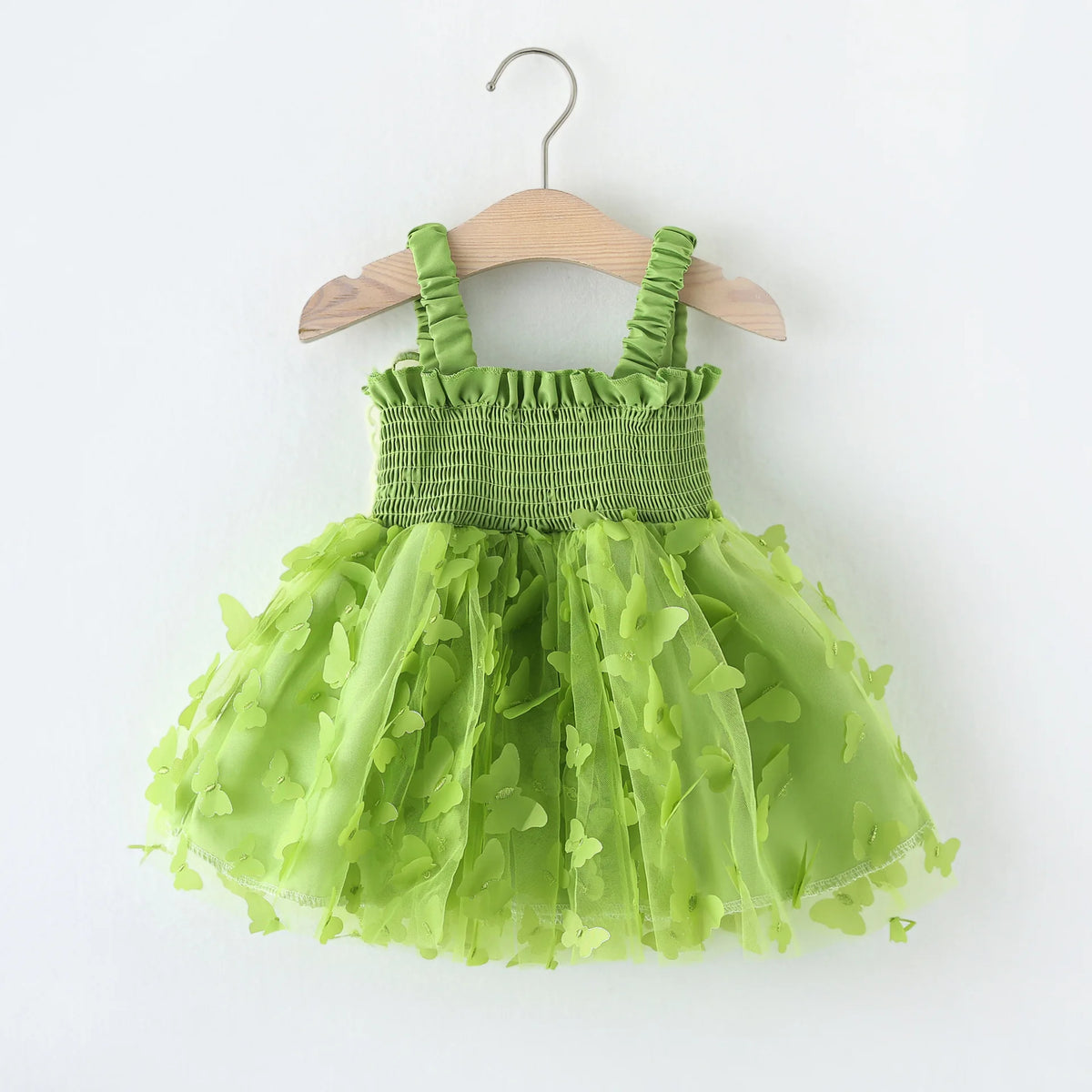 New Summer Girl Princess Party Birthday Dress with Hanging Strap Embroidered Butterfly Mesh Dress 0-4 Year Old Baby Girl Walking