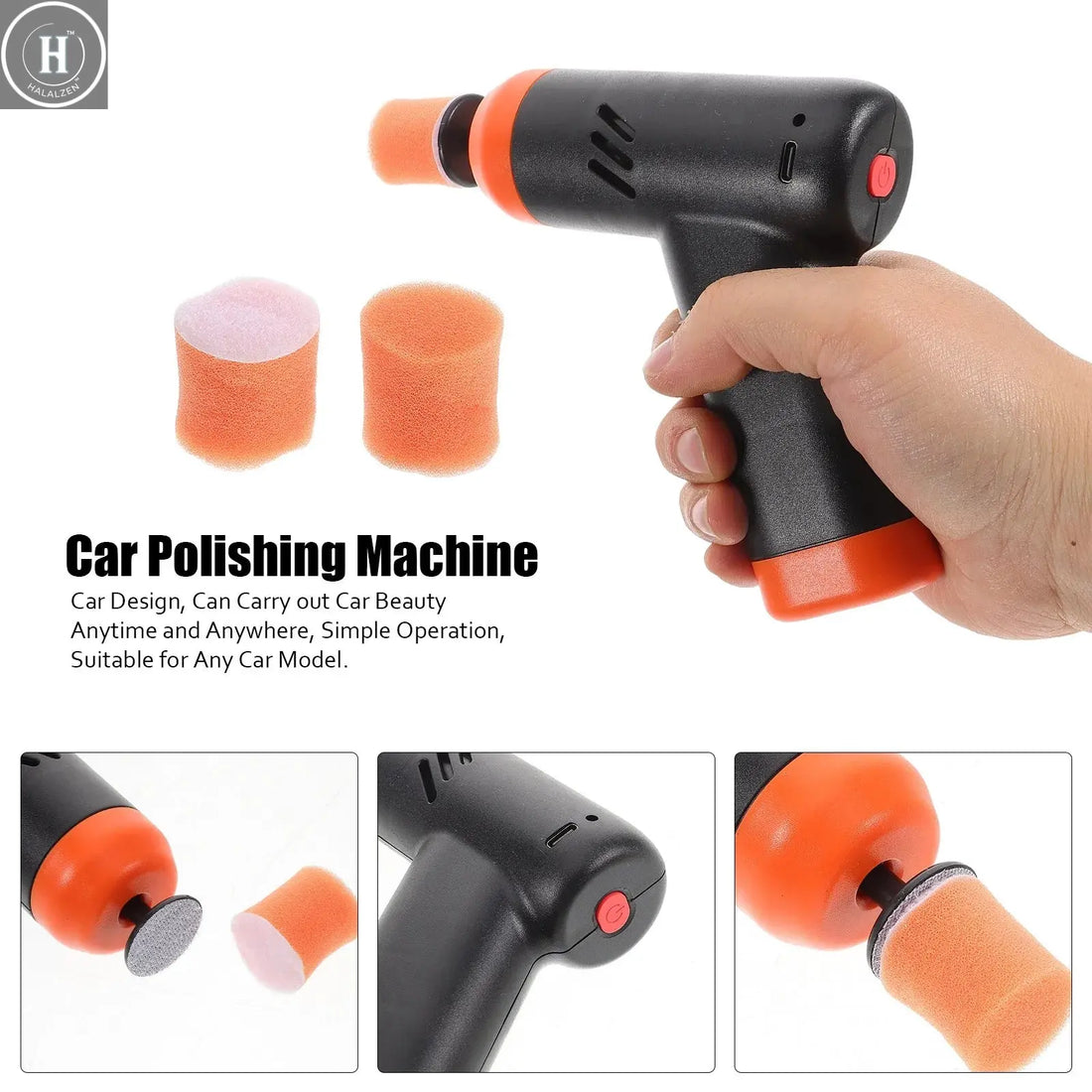 Mini Cordless Car Polisher Portable Electric Polishing Machine Rechargeable Buffer Polisher Kit for Car Detailing Scratch Repair HALALZEN