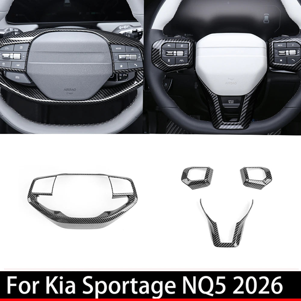 US For Kia NQ5 2026/EV6 2026 /EV3/EV4/K4 Car Tuning Carbon Fiber Steering Wheel /GT Steering Wheel Button Trim Cover Accessories