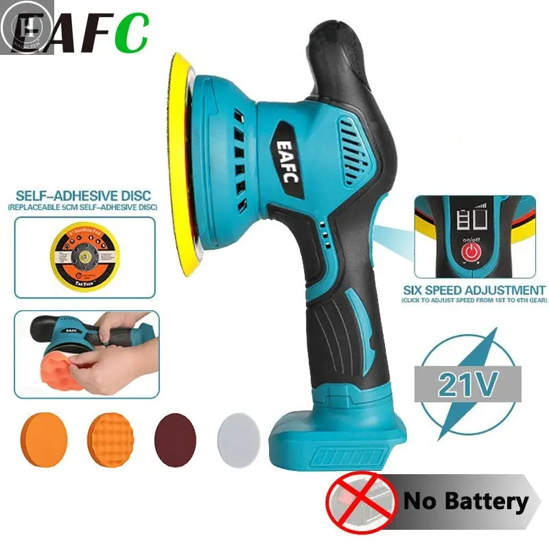 EAFC Cordless Rechargeable Buffer Polisher Portable Polishing Machine6 Gears Metal Waxing For Makita 21V Battery(No Battery) HALALZEN