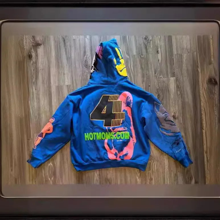 Y2k Cartoon Graphic Printed Mans Hoodies, Hiphop Oversized Mans Hooded Sweatshirts, Autumn Womans Hoodies