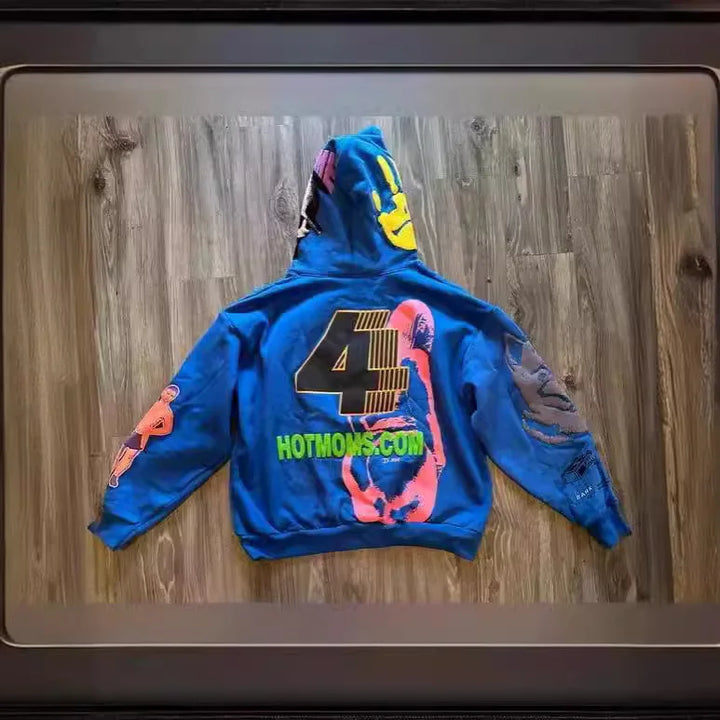 Y2k Cartoon Graphic Printed Mans Hoodies, Hiphop Oversized Mans Hooded Sweatshirts, Autumn Womans Hoodies