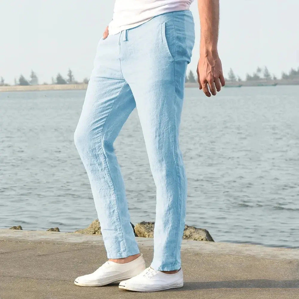 Men's Cotton Linen Pants Male Autumn New Breathable Solid Color Linen Trousers Fitness Streetwear S-3XL Halalzen UK