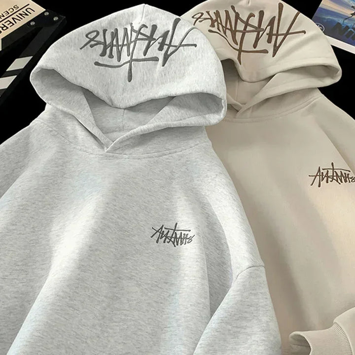 Embroidery Man Hooded Sweatshirts Motion Mens Hoodie Streetwear Fashion Vintage Clothing