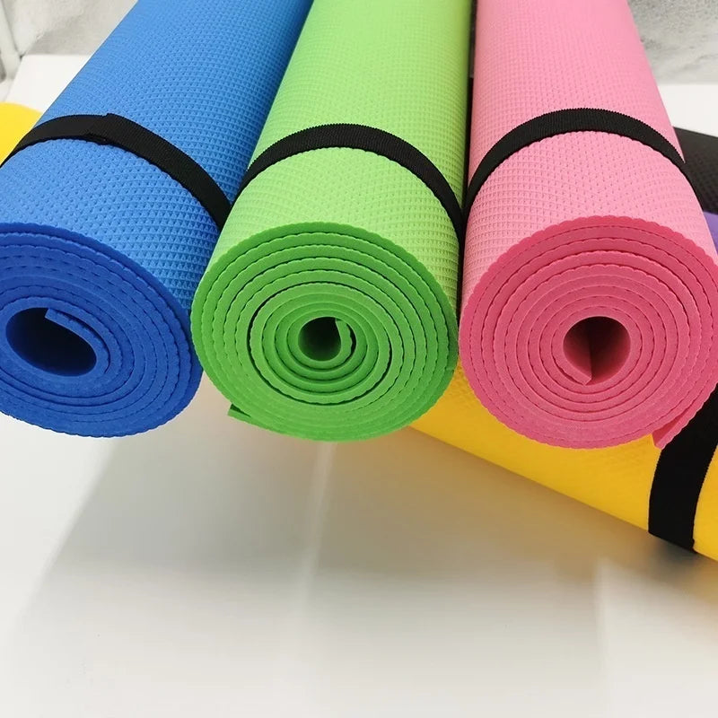 4MM Thick 173cmX61cm Yoga Mats Non-slip Exercise Mat Fitness Tasteless Pilates Workout Gym Mats with Bandage Sports Fitness