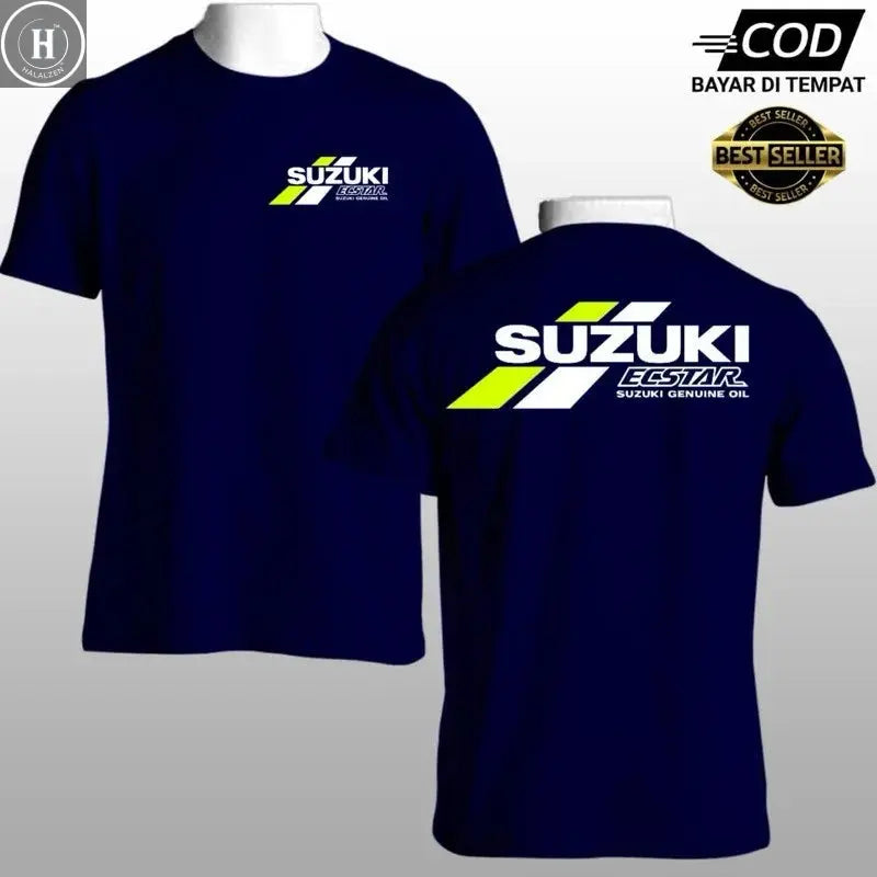 Suzuki motorcycle graphic print men's and women's short-sleeved T-shirt, 100% cotton, car theme casual men's crew neck T-shirt HALALZEN