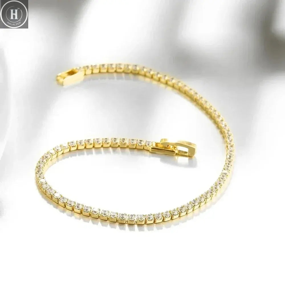 925 Sterling Silver Bracelet 16CM To 19CM Tennis Bracelet 2.5MM Zirconia Anniversary Gift HALALZEN