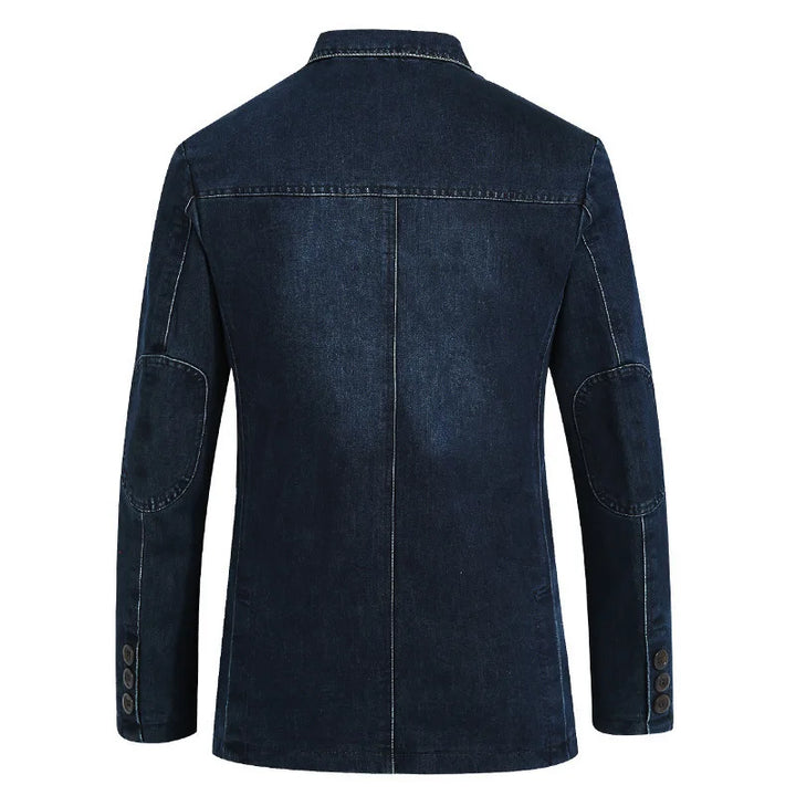 Autumn Men Denim Coat Vintage Washed Turn Down Collar Long Sleeve Male Jacket Single-breasted Business Casual Man Outerwear