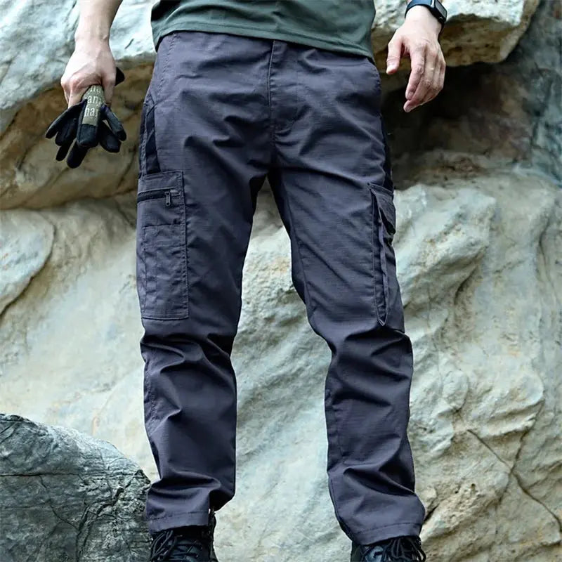 Men s Tactical Cargo Pants Lightweight Elastic Waist Outdoor Work Trousers with Multi-Pockets for Hiking and Camping Halalzen UK