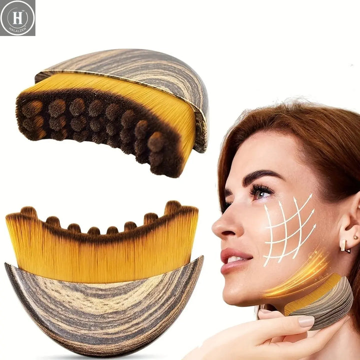 1/3 Pack Lymphatic Contour Facial Brush Gua Sha Eye and Neck Care Brush Lymphatic Contour Brush Crescent Brush Facial Brush Massage Care Brush Cleansing Brush HALALZEN