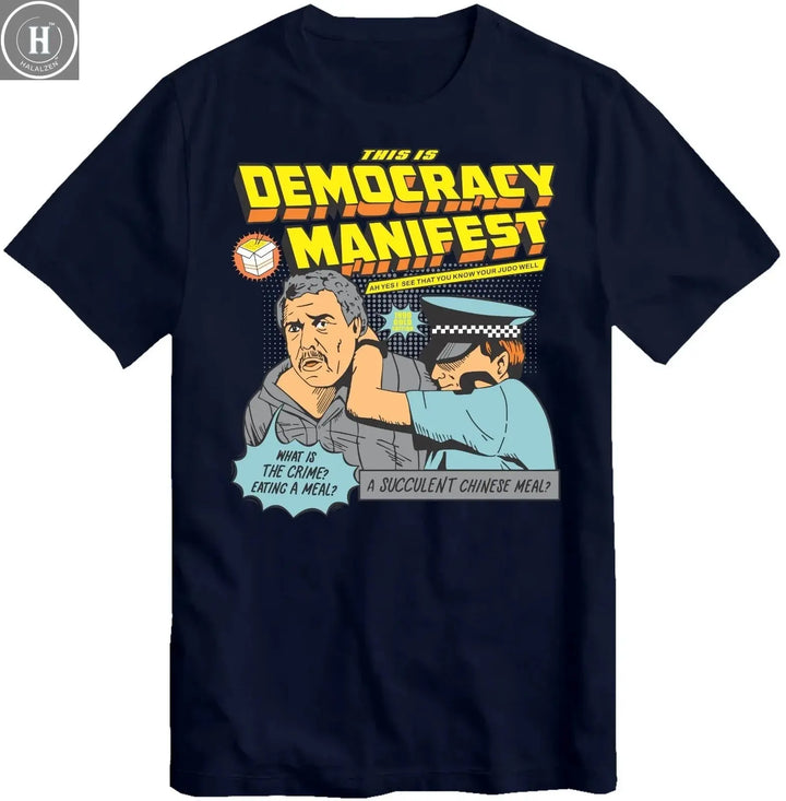 This Is Democracy Manifest T-Shirt Men's Tracksuit Cotton Casual Sportswear O-Neck Pullover Short Sleeve Tops Summer Streetwear HALALZEN