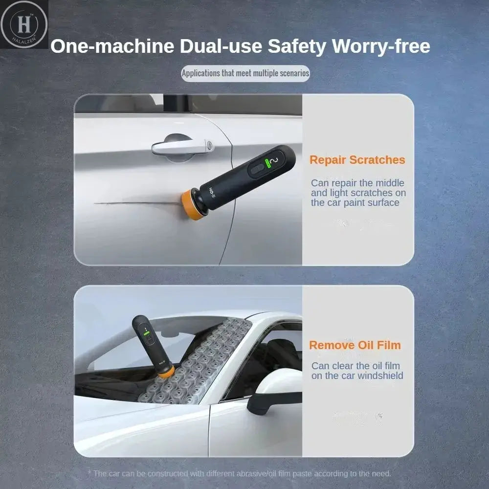 Car Waxing Polishing Sanding Machine 12000RPM Wireless Car Paint Scratch Repair Windscreen Glass Oil Film Remove Machine HALALZEN