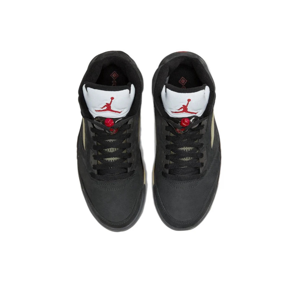 Original Air Jordan 5 'Bulls' For Men's Red and White Retro Classic Basketball Shoes Casual Sneakers