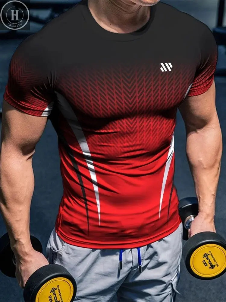 Skull Print Men's T-Shirt Summer Casual Wear for Men Sports Fitness Short-Sleeve T-Shirt for Men Streetwear Fashion Top for Men HALALZEN