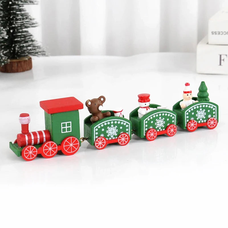 Christmas Wooden Train Merry Christmas Decorations for Home 2024 Xmas Tree Ornament  Navidad Noel Kids Gift Happy New Year 2025