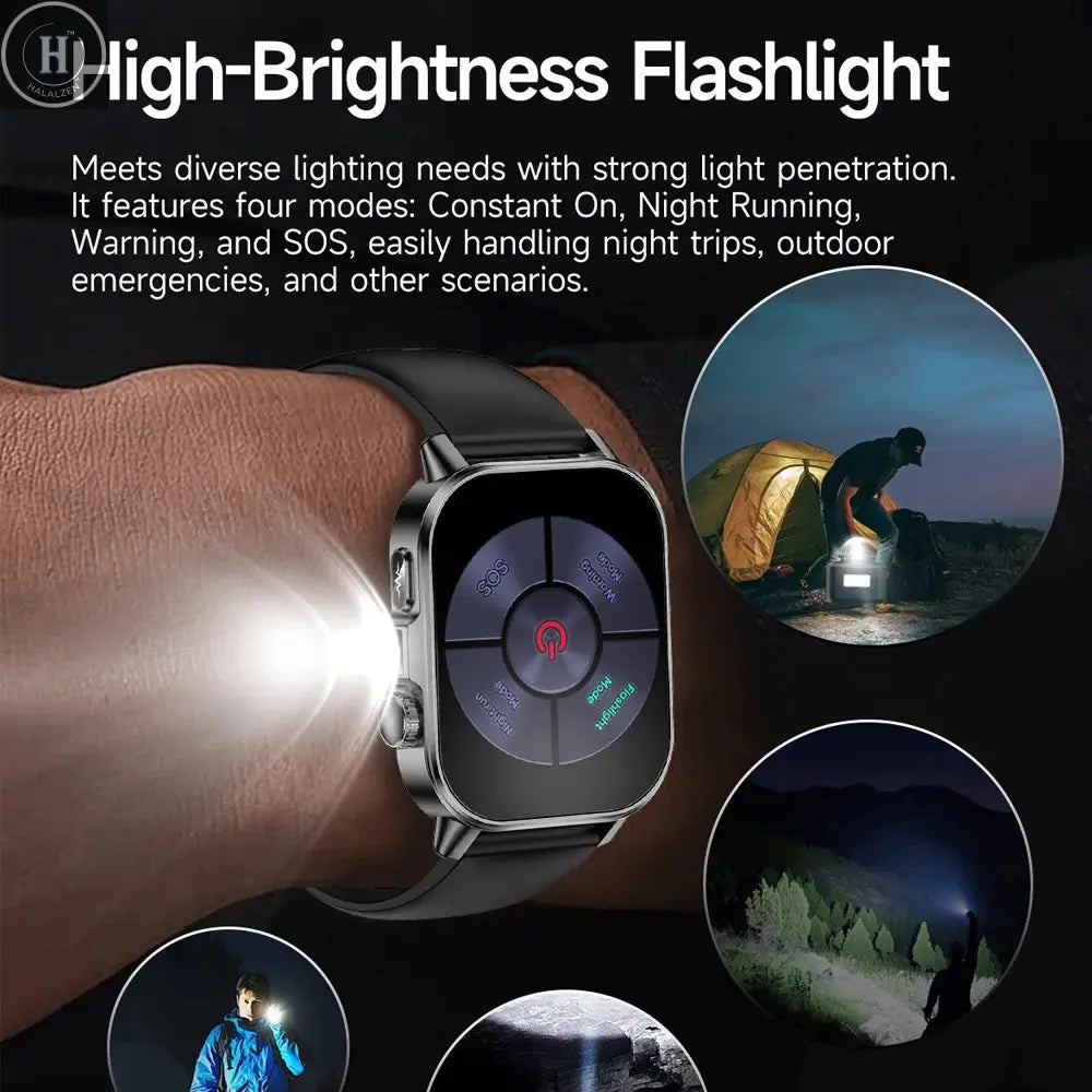 2026 New Model Uric Acid & Lipid Health Analysis Smart Watch Men ECG+PPG Bluetooth Call 2.01-inch Flashlight Smartwatch Women HALALZEN