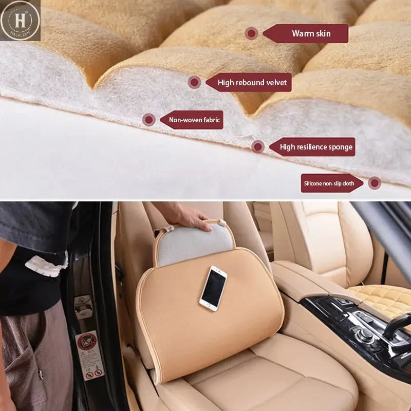 SEAMETAL Winter Car Seat Cover Soft Warm Car Seat Cushion Universal Plush Interior Protector Mat Auto Seats Cover Accessories HALALZEN